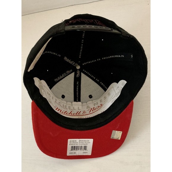 New Orleans Pelicans Mitchell & Ness NBA Black / Red Snapback Hat Cap New - Picture 7 of 9